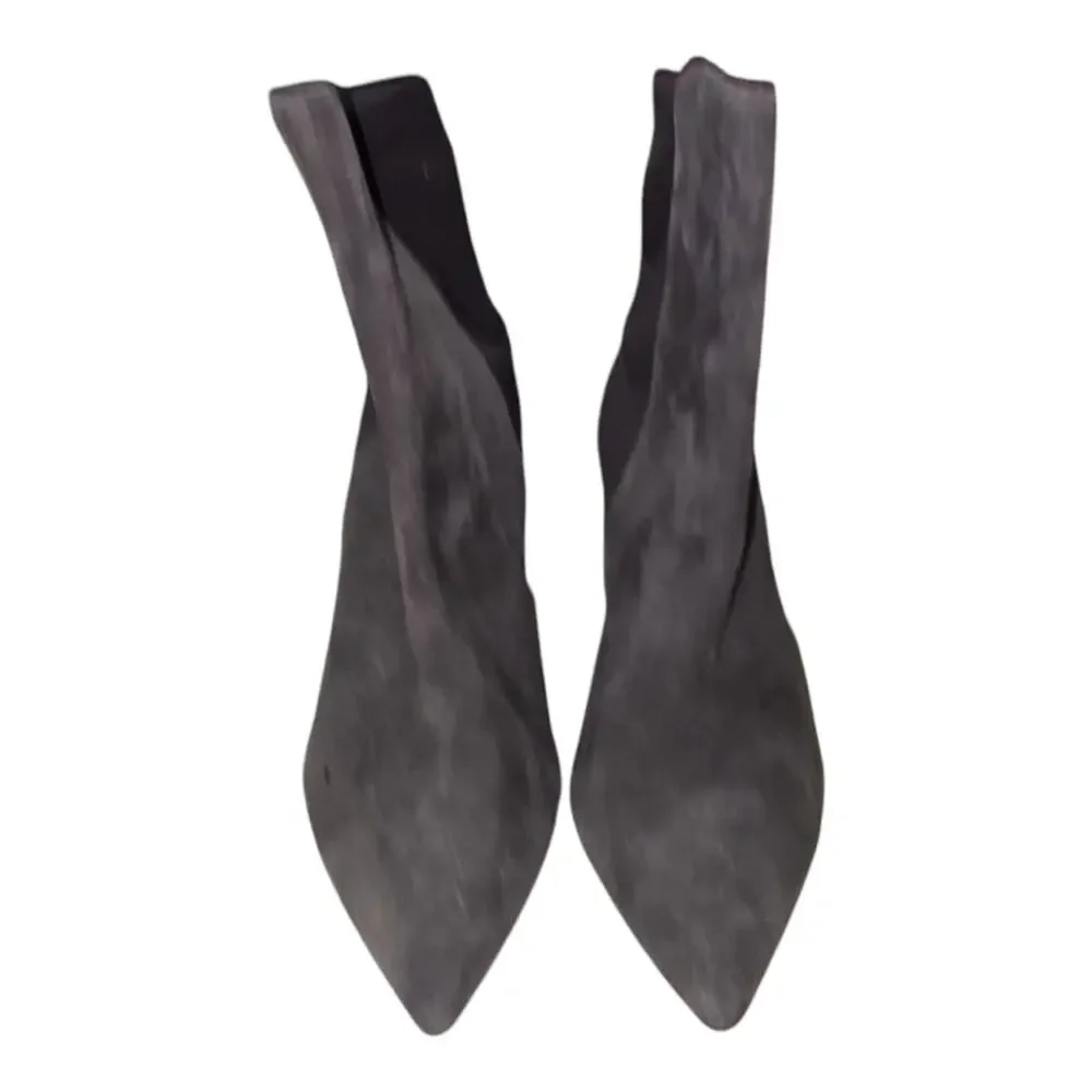 Stuart Weitzman Lonnie 75 Suede Booties, Slate Gray US 5.5 MSRP $575 New